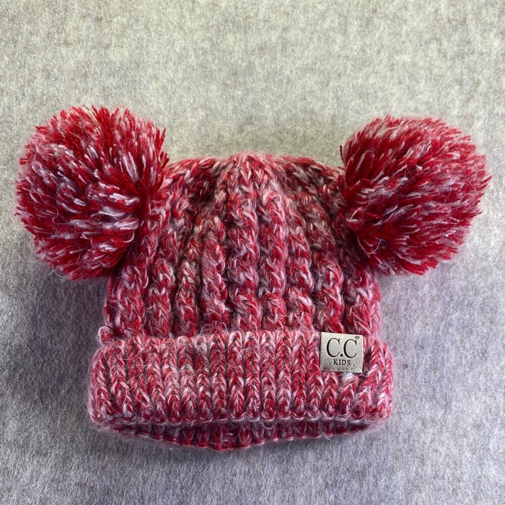 C.C Kids Red and White Pom-Pom Hat